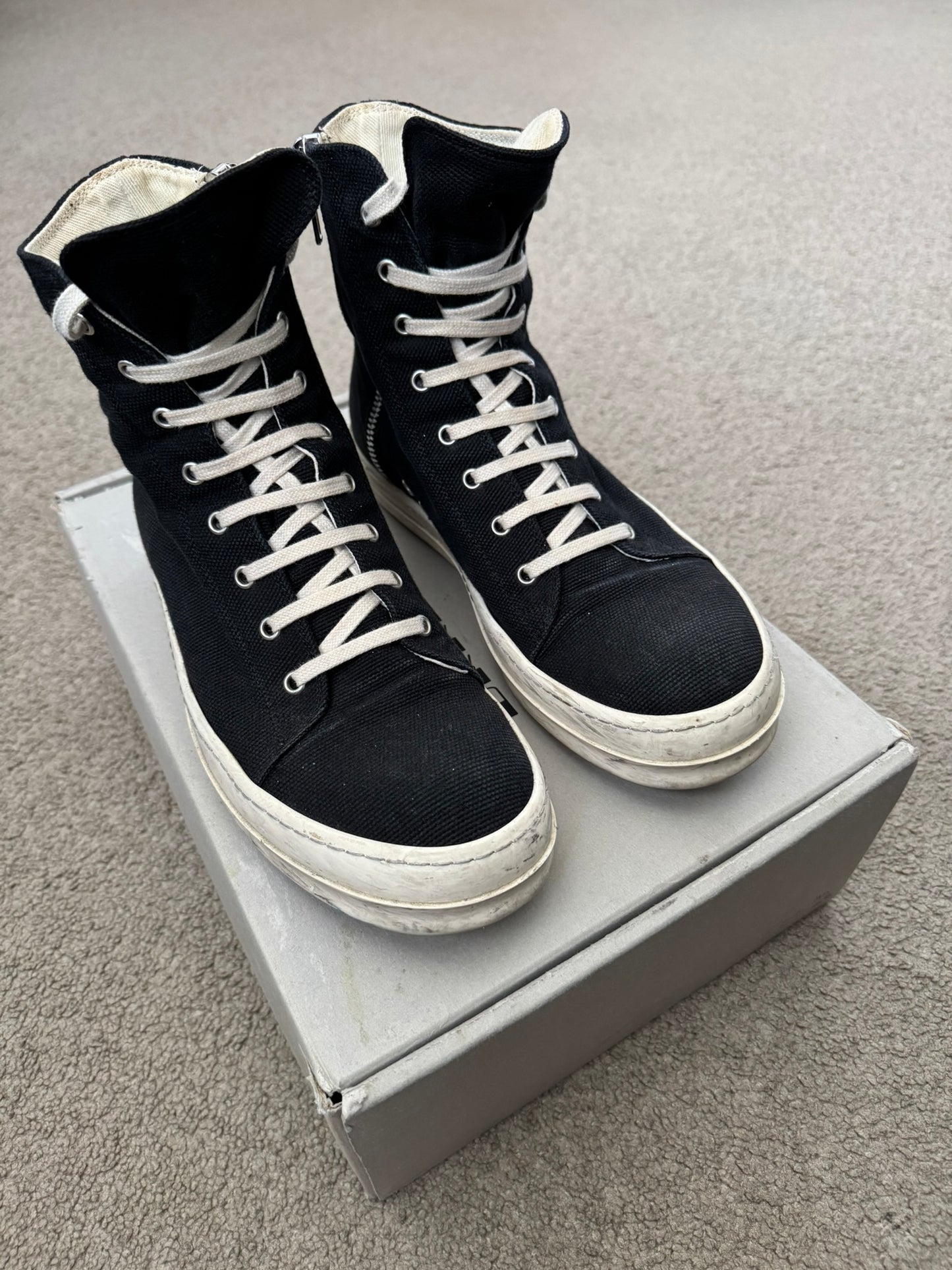 SS15 Rick Owens DRKSHDW "Vegan" Capless High Ramones Sneakers