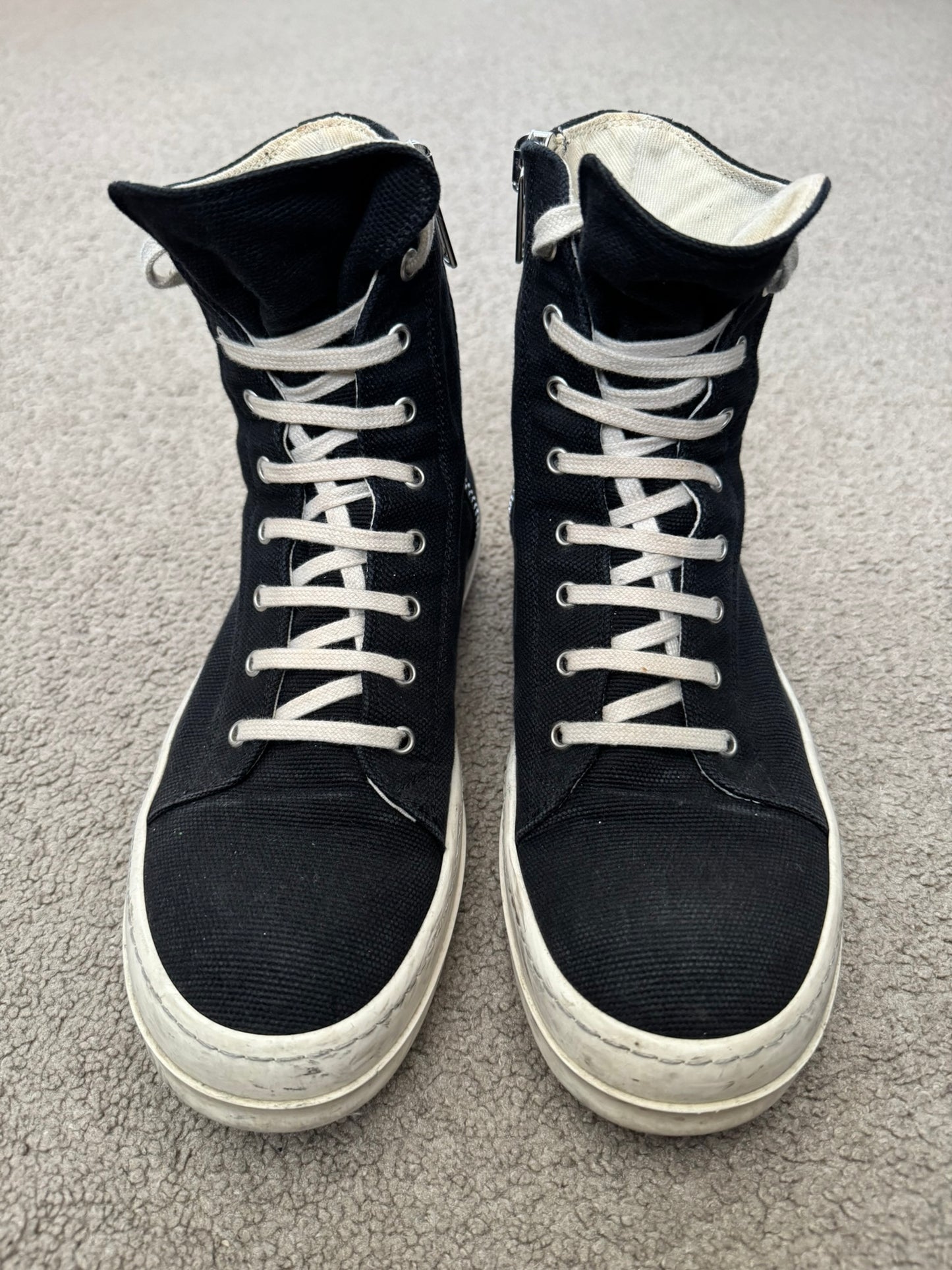 SS15 Rick Owens DRKSHDW "Vegan" Capless High Ramones Sneakers