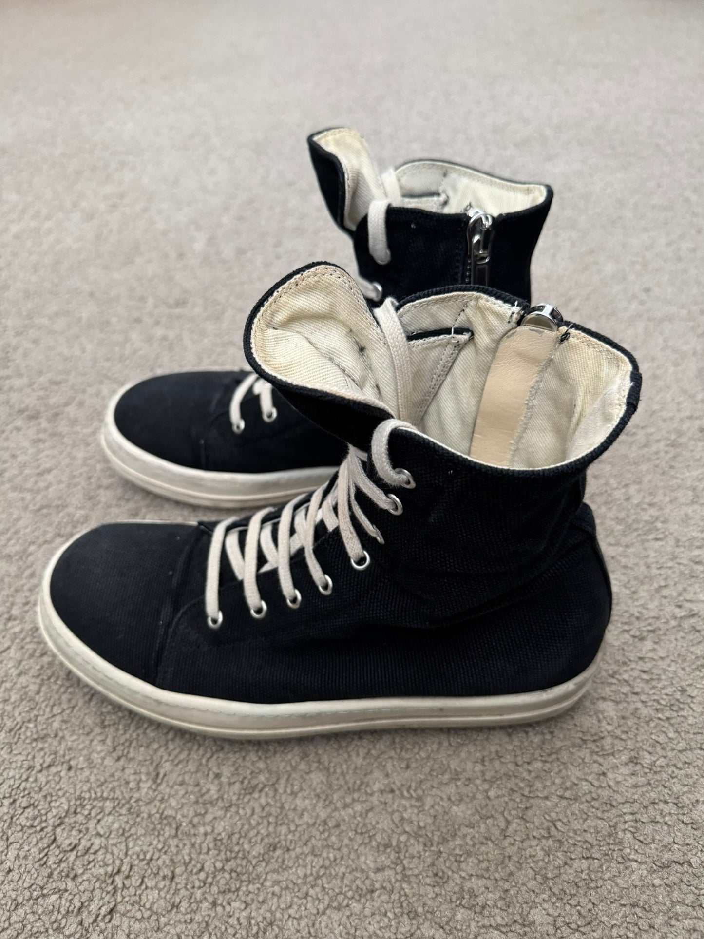 SS15 Rick Owens DRKSHDW "Vegan" Capless High Ramones Sneakers