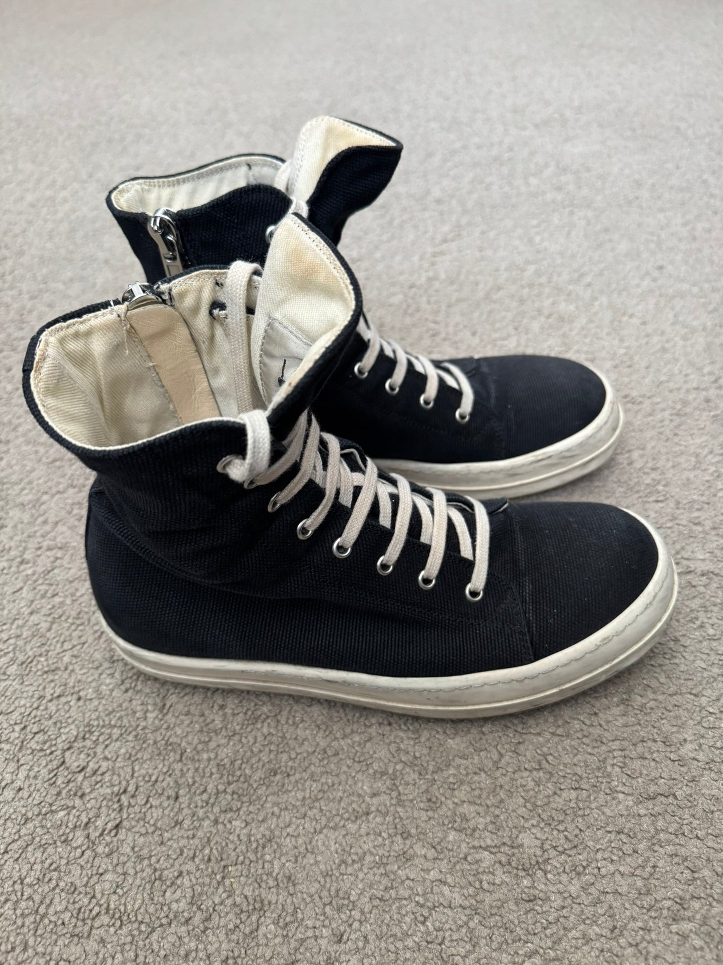 SS15 Rick Owens DRKSHDW "Vegan" Capless High Ramones Sneakers