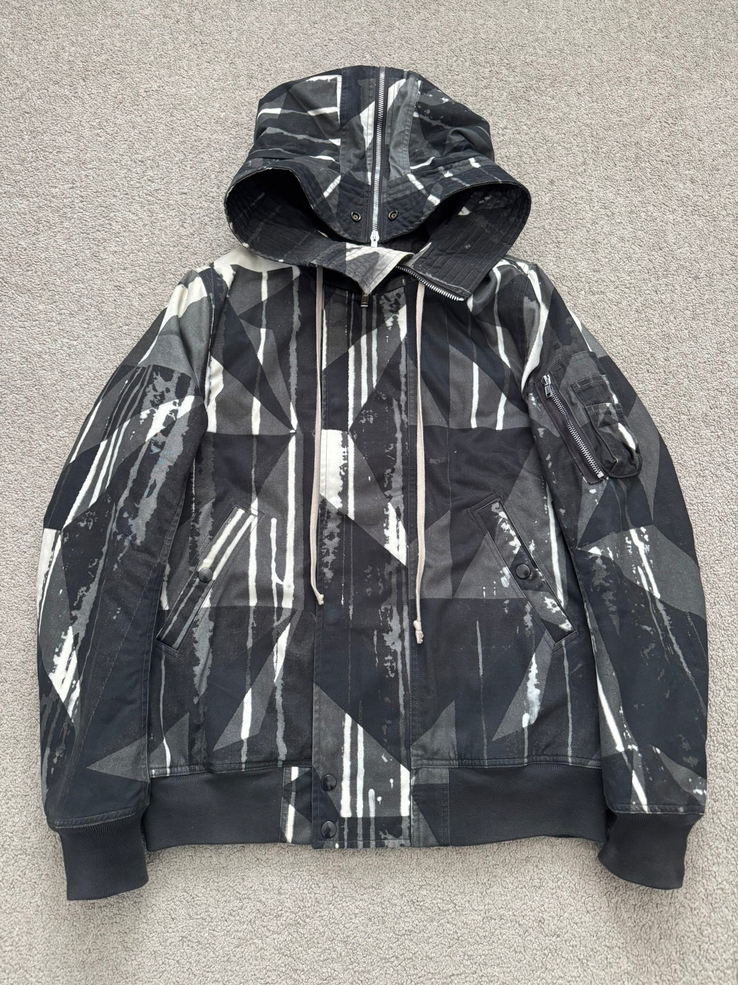 FW16 Rick Owens DRKSHDW Camo Exploder Hooded Bomber Jacket