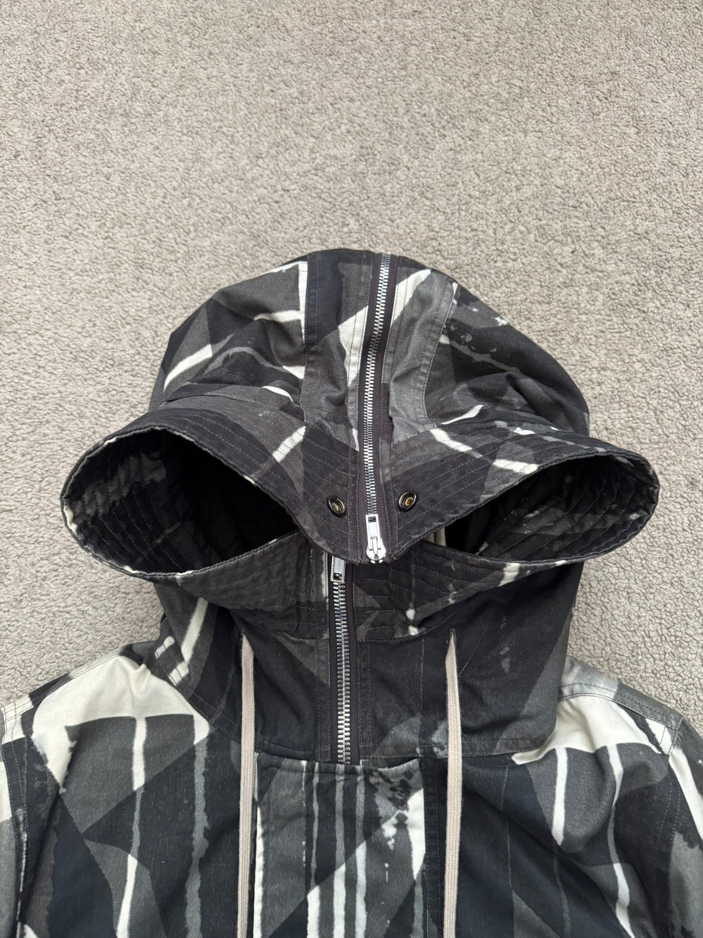 FW16 Rick Owens DRKSHDW Camo Exploder Hooded Bomber Jacket