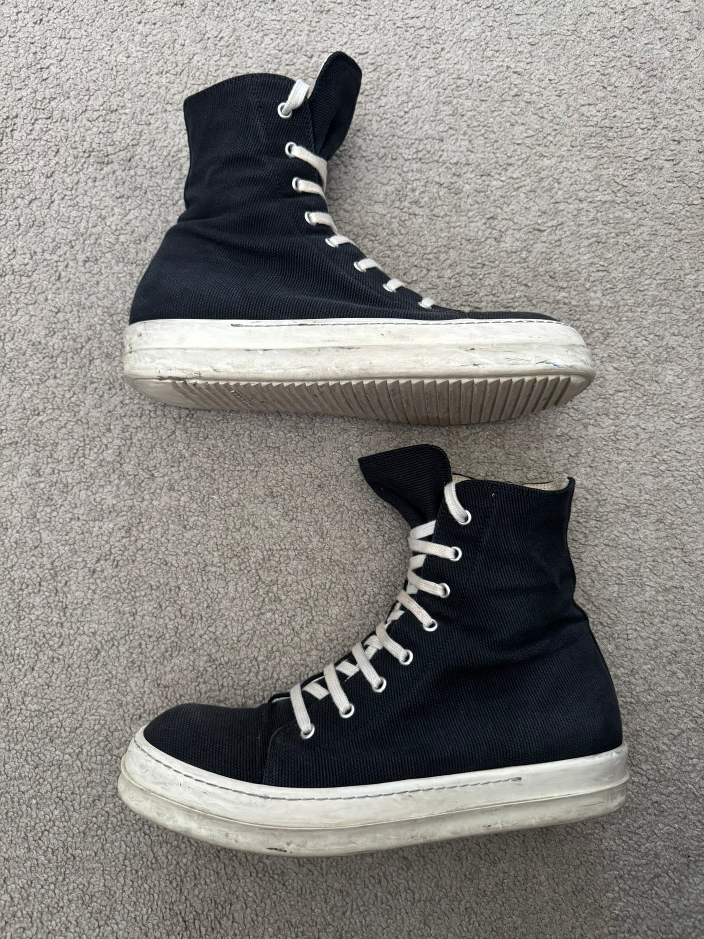 SS15 Rick Owens DRKSHDW "Vegan" Capless High Ramones Sneakers