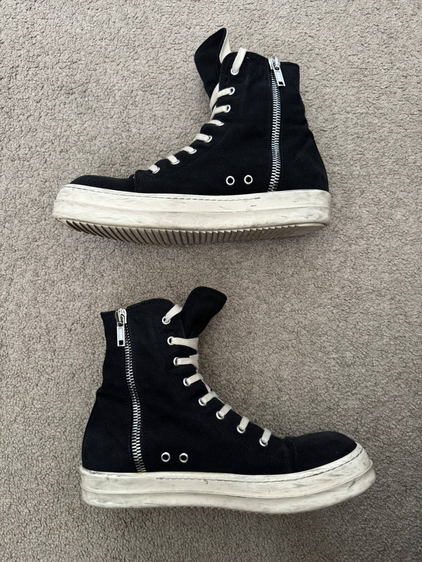 SS15 Rick Owens DRKSHDW "Vegan" Capless High Ramones Sneakers