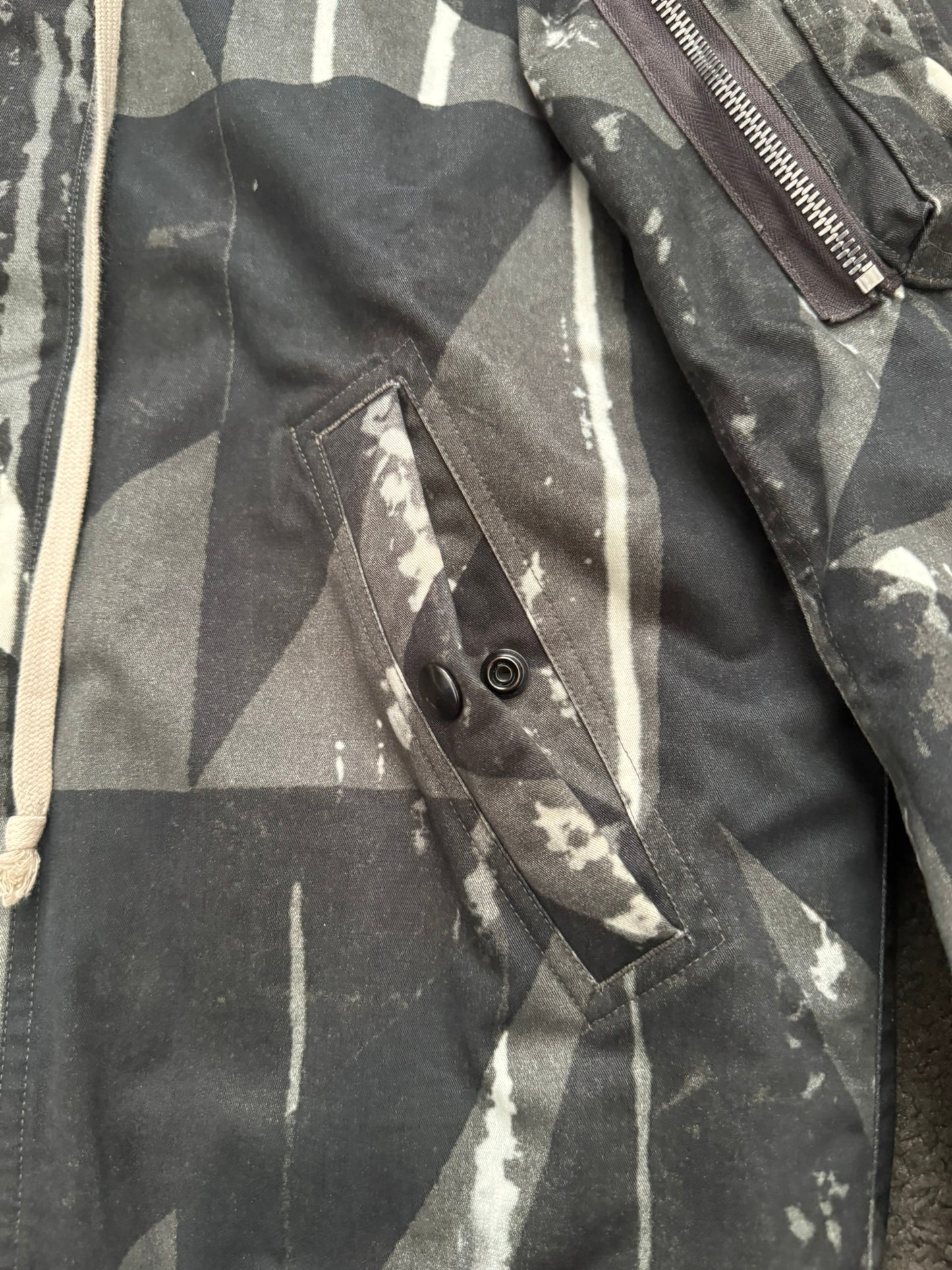 FW16 Rick Owens DRKSHDW Camo Exploder Hooded Bomber Jacket