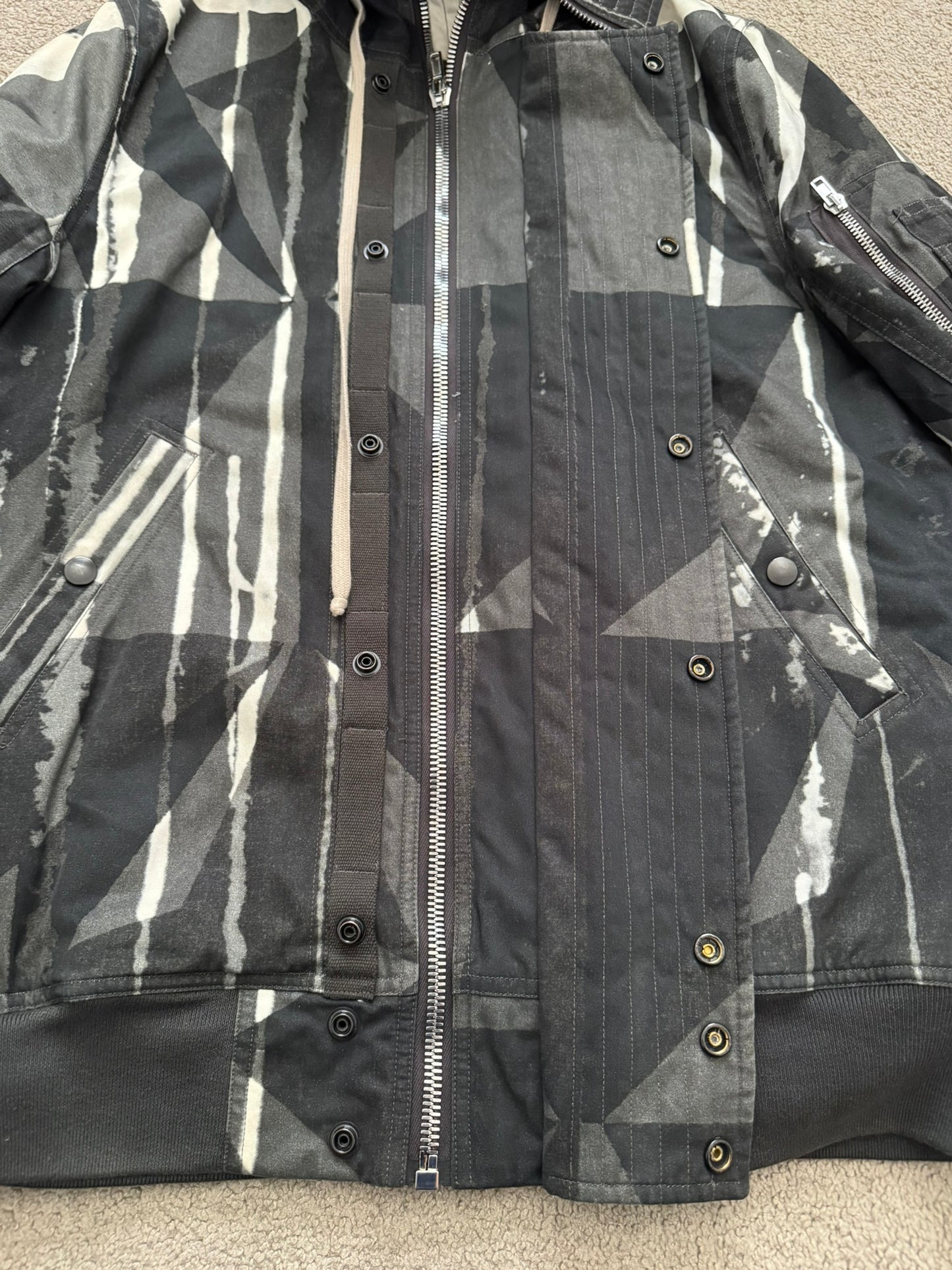 FW16 Rick Owens DRKSHDW Camo Exploder Hooded Bomber Jacket