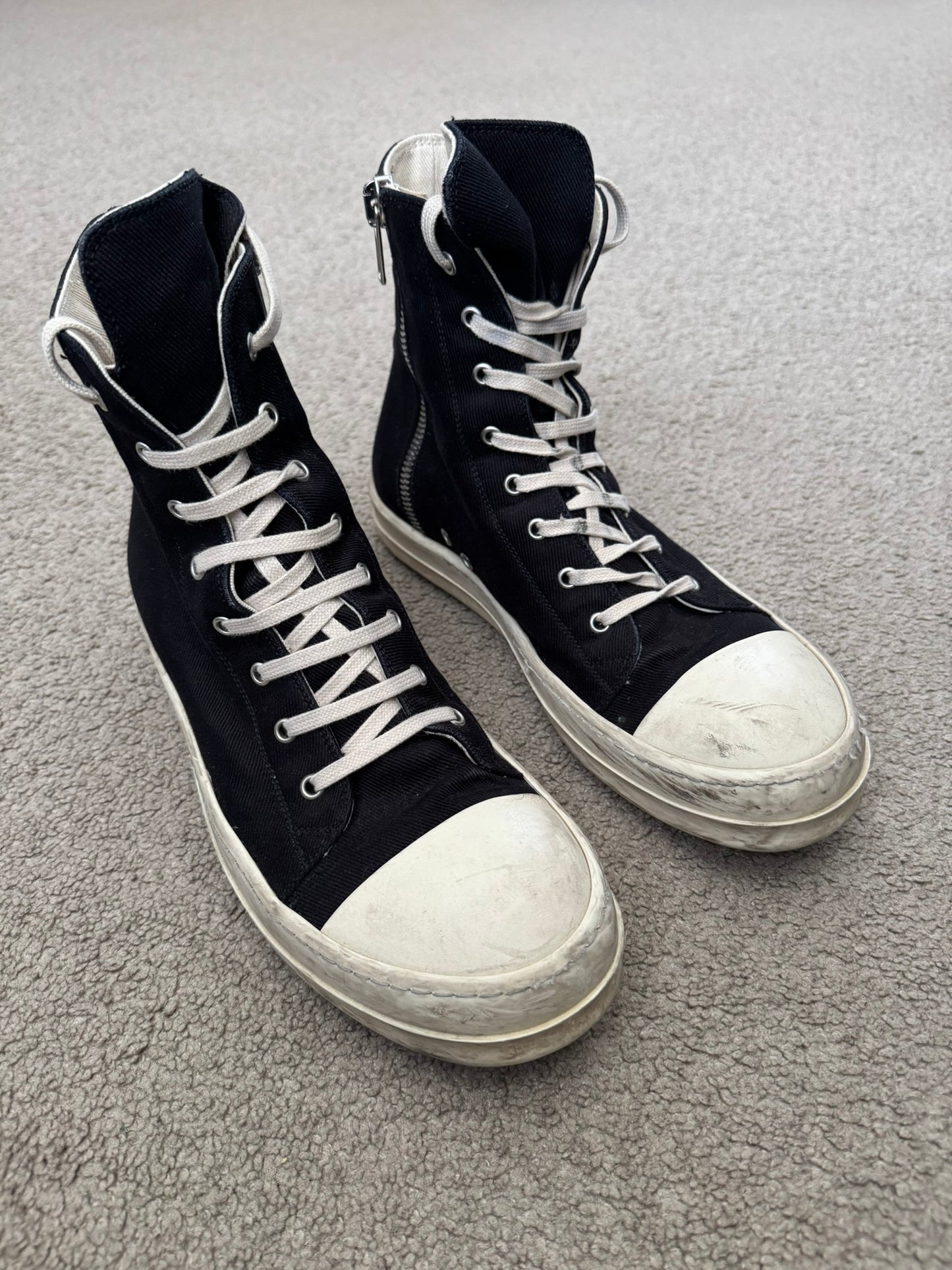 Rick Owens DRKSHDW Black & White High Ramones Sneakers