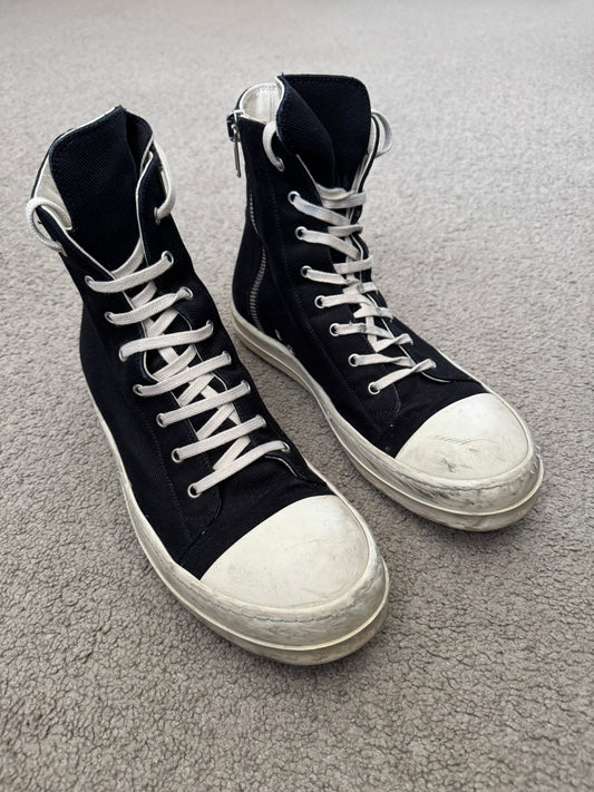 Rick Owens DRKSHDW Black & White High Ramones Sneakers