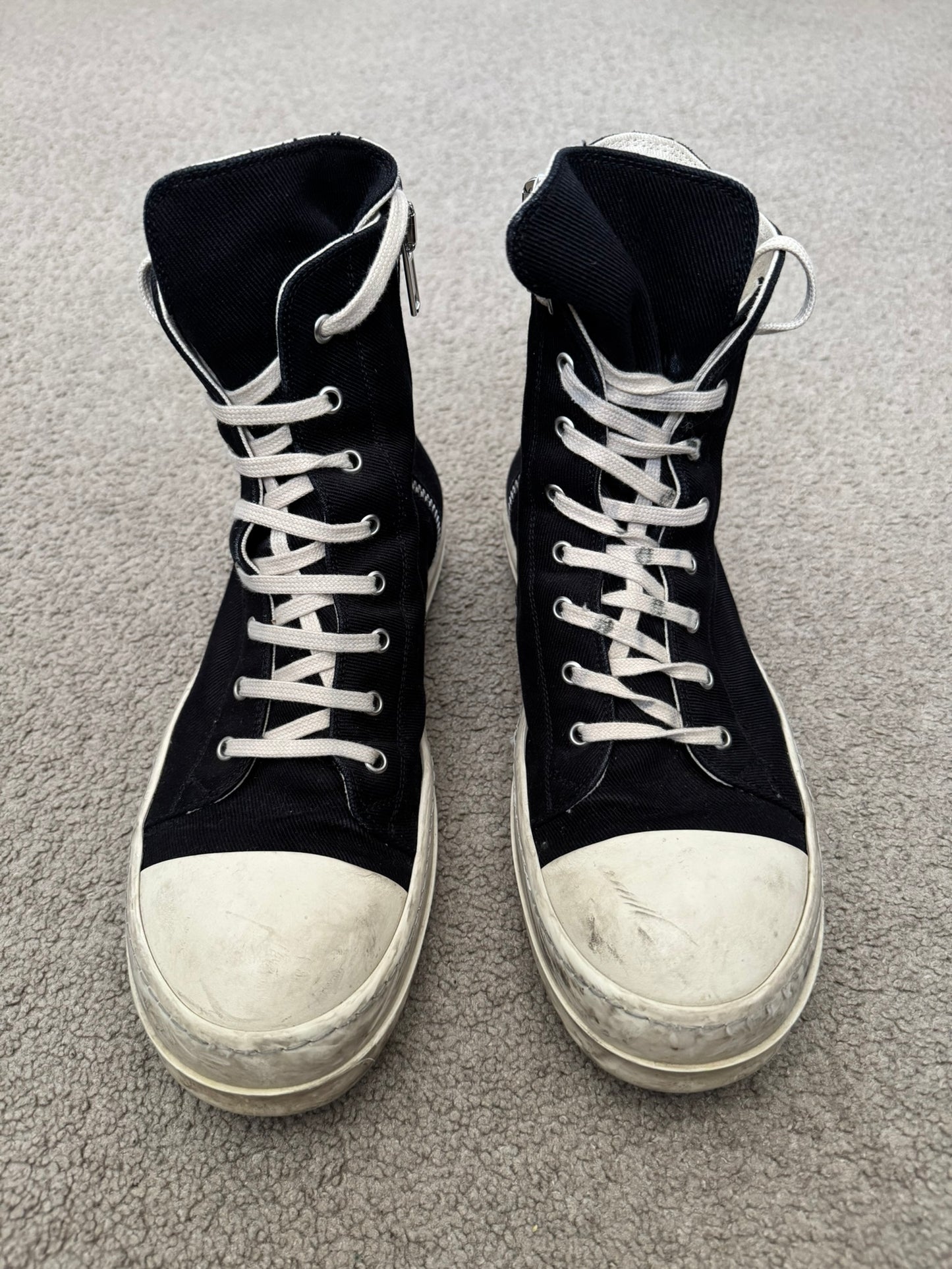 Rick Owens DRKSHDW Black & White High Ramones Sneakers