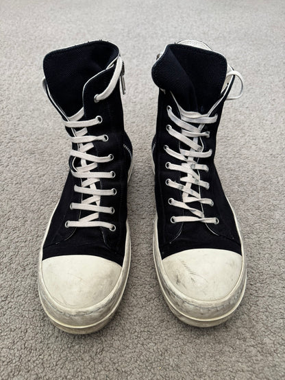 Rick Owens DRKSHDW Black & White High Ramones Sneakers