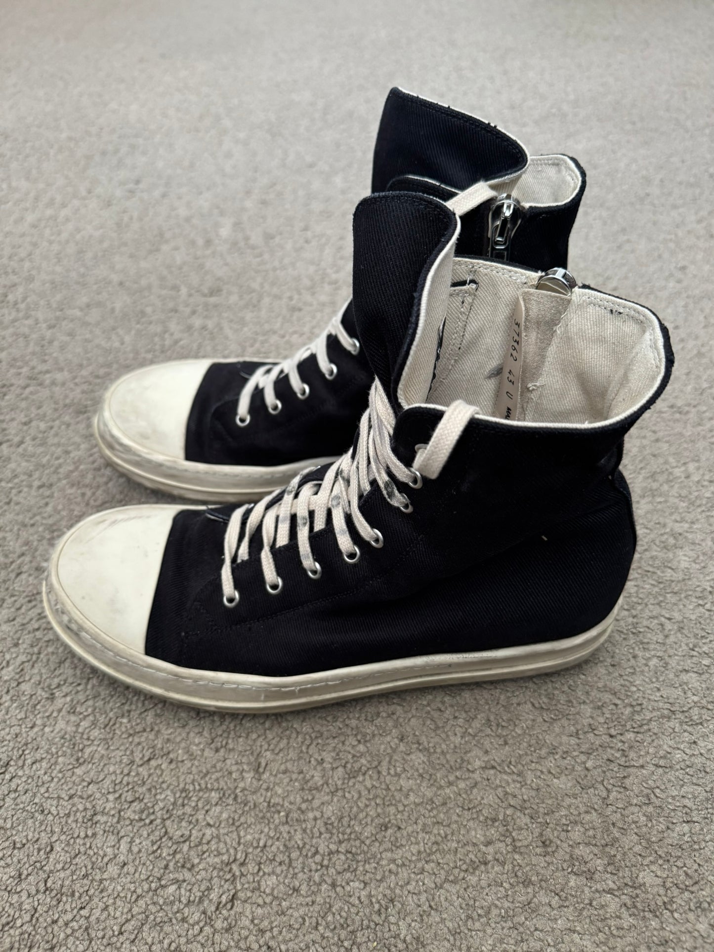 Rick Owens DRKSHDW Black & White High Ramones Sneakers