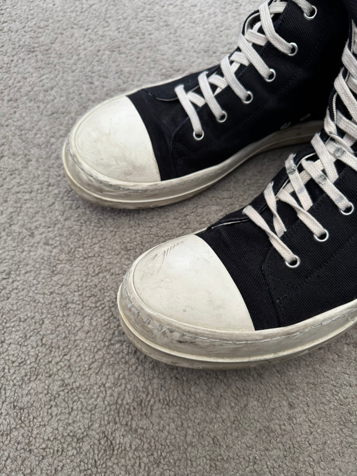 Rick Owens DRKSHDW Black & White High Ramones Sneakers
