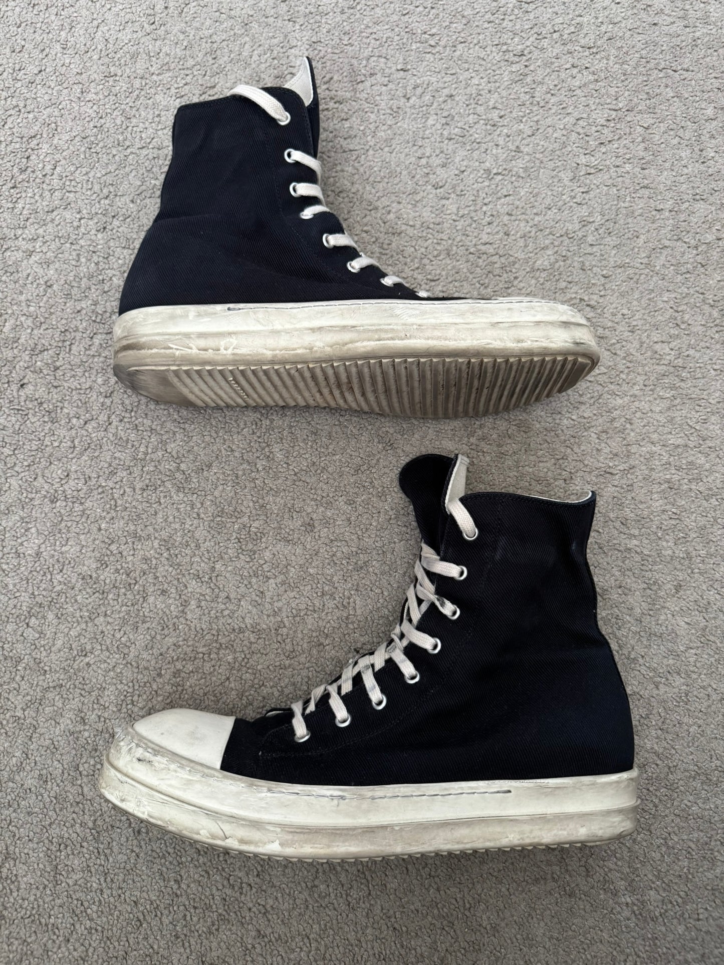 Rick Owens DRKSHDW Black & White High Ramones Sneakers