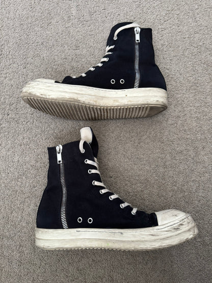 Rick Owens DRKSHDW Black & White High Ramones Sneakers