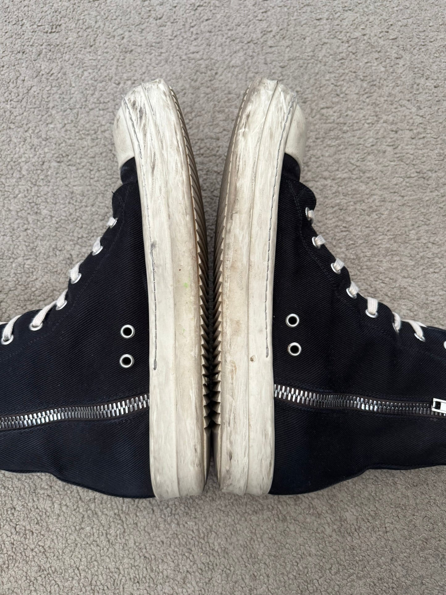 Rick Owens DRKSHDW Black & White High Ramones Sneakers