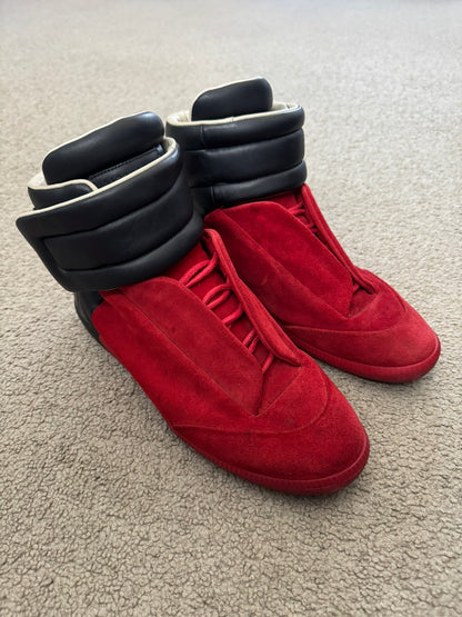 Maison Margiela Red Suede Black Leather Future High Top Sneakers