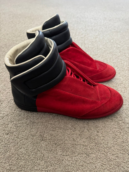 Maison Margiela Red Suede Black Leather Future High Top Sneakers