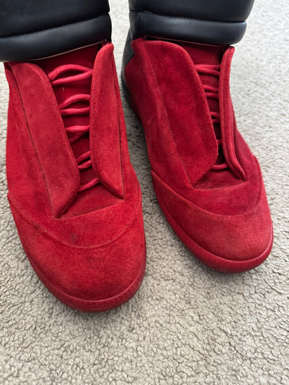 Maison Margiela Red Suede Black Leather Future High Top Sneakers