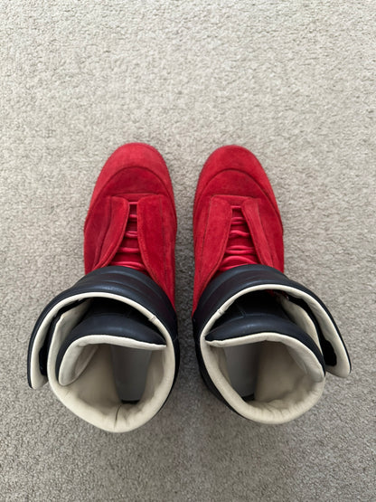 Maison Margiela Red Suede Black Leather Future High Top Sneakers