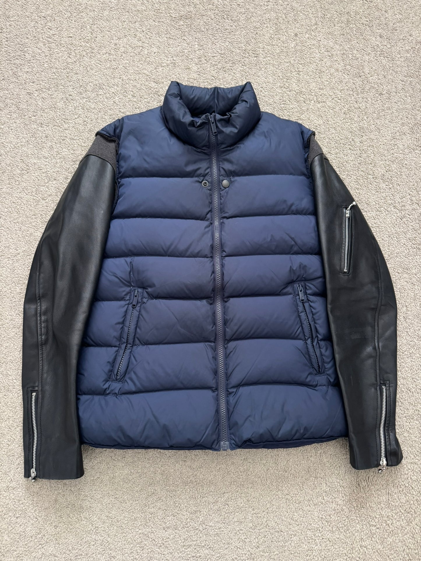 FW14 Undercover Hybrid Leather Sleeve Nylon Puffer Jacket