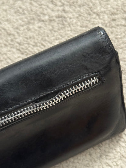 Chrome Hearts "Wave" Maltese Cross Dagger Zip Leather Wallet
