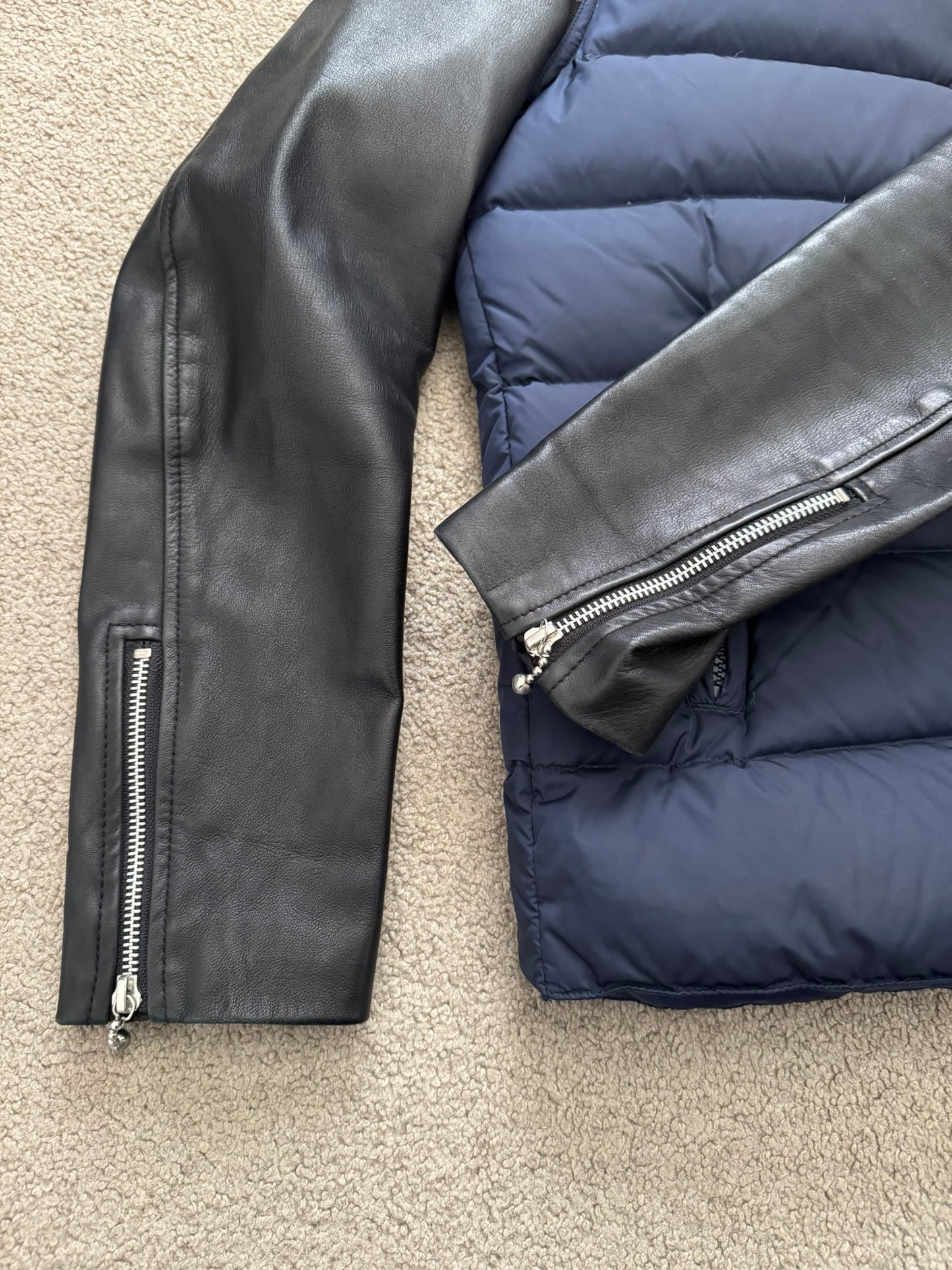 FW14 Undercover Hybrid Leather Sleeve Nylon Puffer Jacket