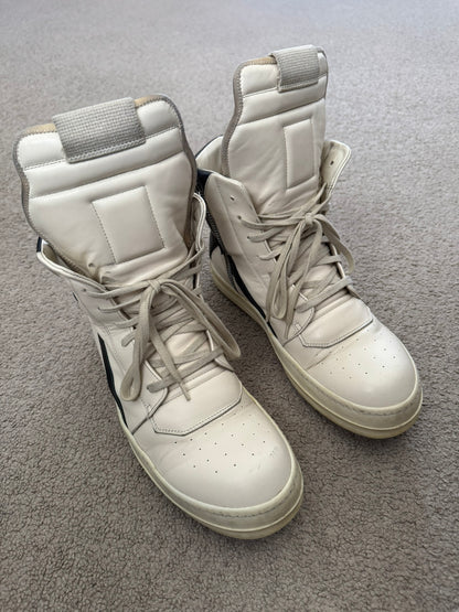 SS23 Rick Owens "EDFU" Milk & Black Geobasket High Top Sneakers