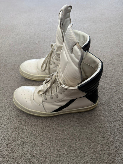 SS23 Rick Owens "EDFU" Milk & Black Geobasket High Top Sneakers