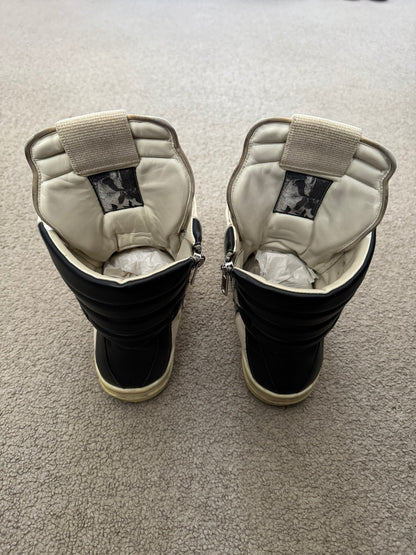 SS23 Rick Owens "EDFU" Milk & Black Geobasket High Top Sneakers
