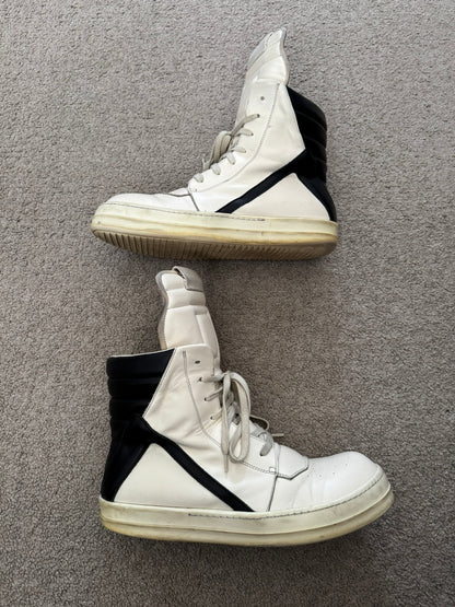 SS23 Rick Owens "EDFU" Milk & Black Geobasket High Top Sneakers