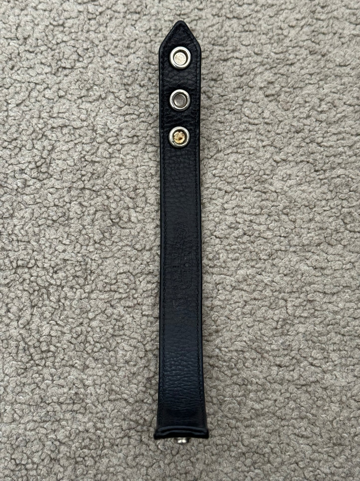 Chrome Hearts 3 Silver Cross Snap Button Black Leather Bracelet