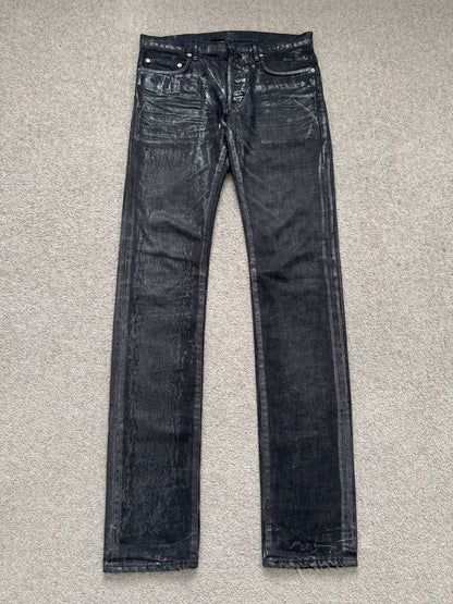 AW07 Dior Homme by Hedi Slimane "Luster" Waxed Clawmark Denim Jeans