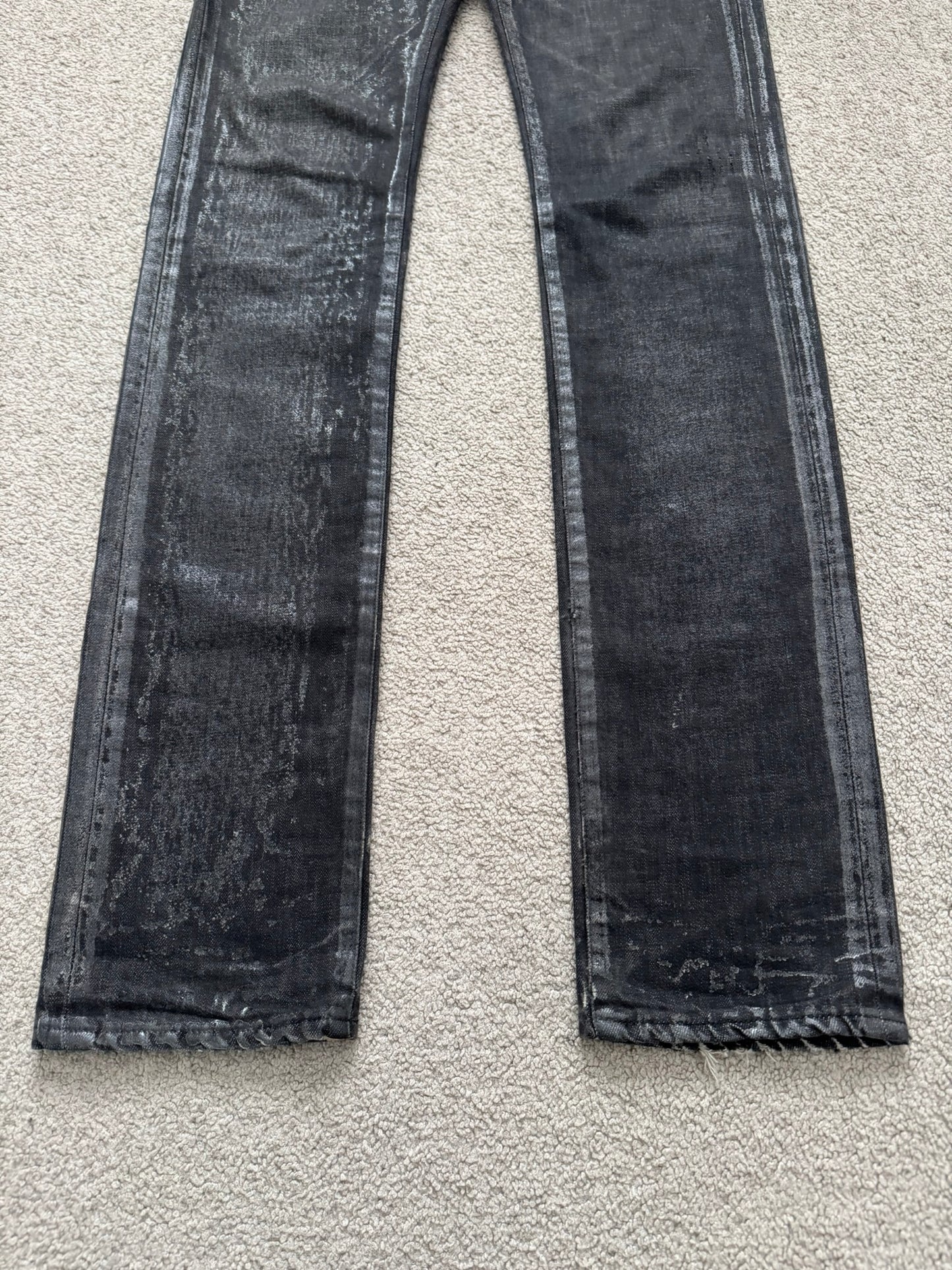AW07 Dior Homme by Hedi Slimane "Luster" Waxed Clawmark Denim Jeans