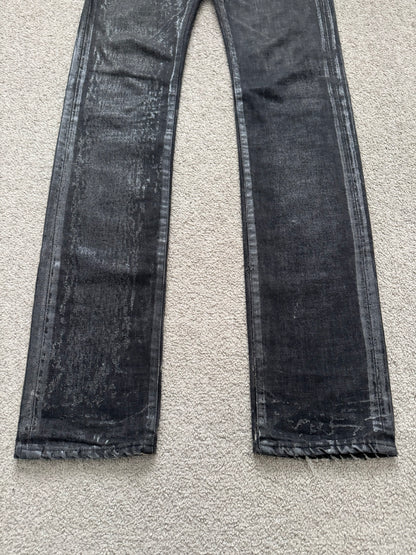 AW07 Dior Homme by Hedi Slimane "Luster" Waxed Clawmark Denim Jeans