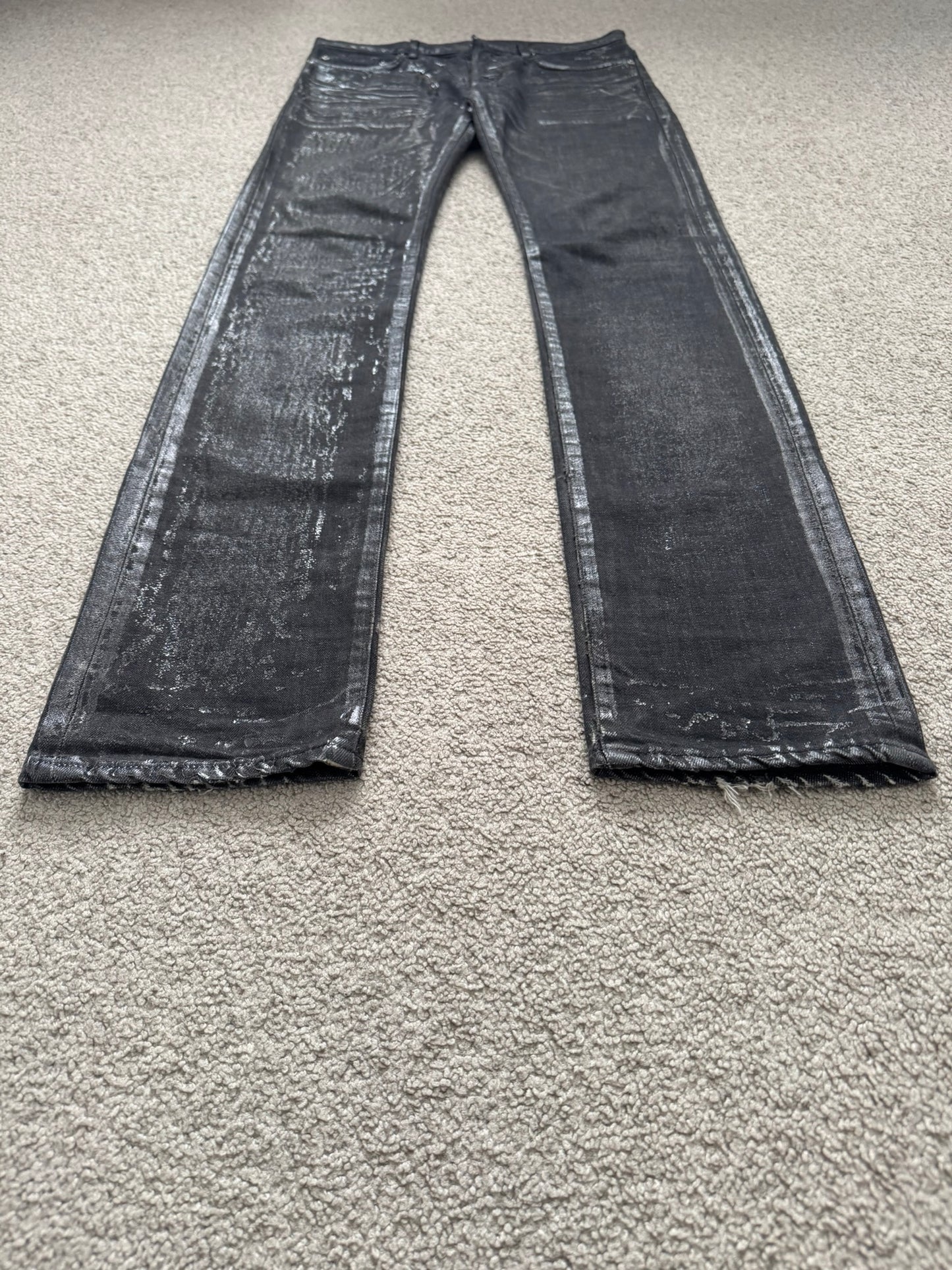 AW07 Dior Homme by Hedi Slimane "Luster" Waxed Clawmark Denim Jeans