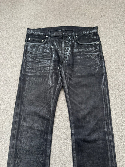 AW07 Dior Homme by Hedi Slimane "Luster" Waxed Clawmark Denim Jeans