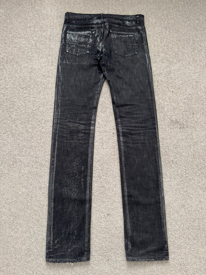 AW07 Dior Homme by Hedi Slimane "Luster" Waxed Clawmark Denim Jeans