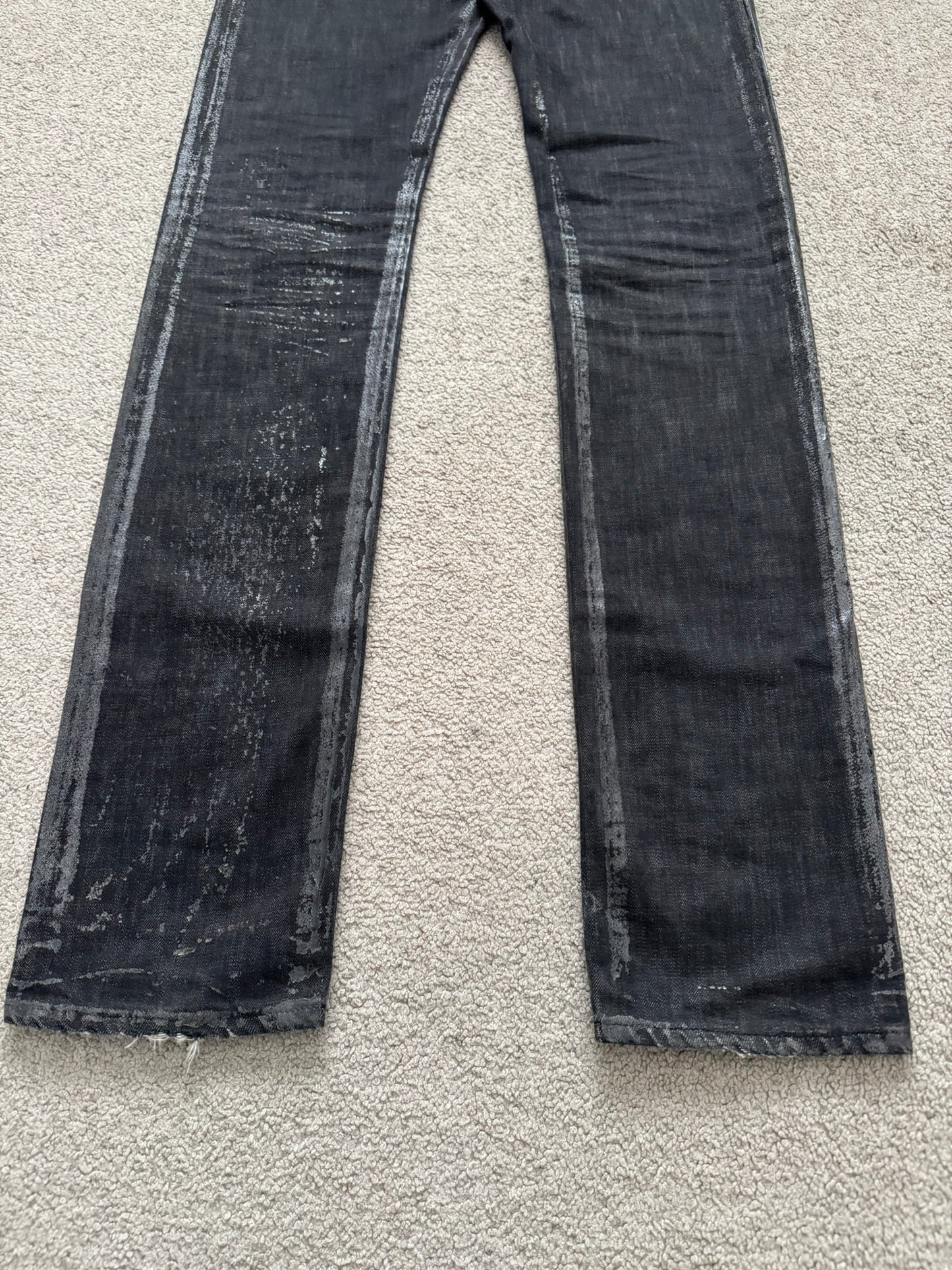 AW07 Dior Homme by Hedi Slimane "Luster" Waxed Clawmark Denim Jeans