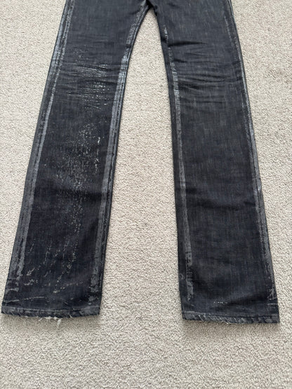 AW07 Dior Homme by Hedi Slimane "Luster" Waxed Clawmark Denim Jeans