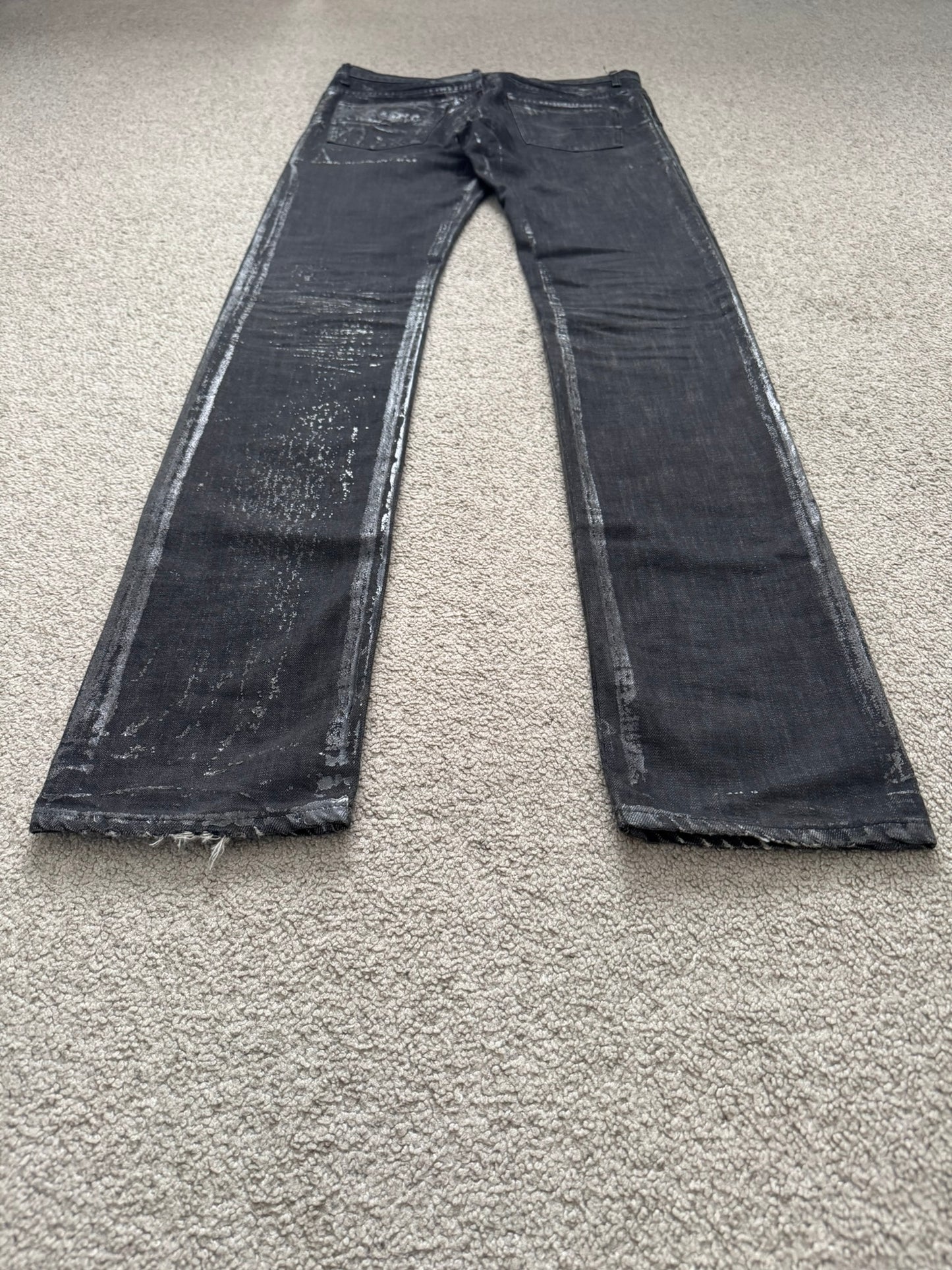 AW07 Dior Homme by Hedi Slimane "Luster" Waxed Clawmark Denim Jeans