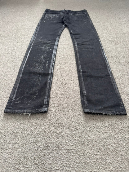 AW07 Dior Homme by Hedi Slimane "Luster" Waxed Clawmark Denim Jeans
