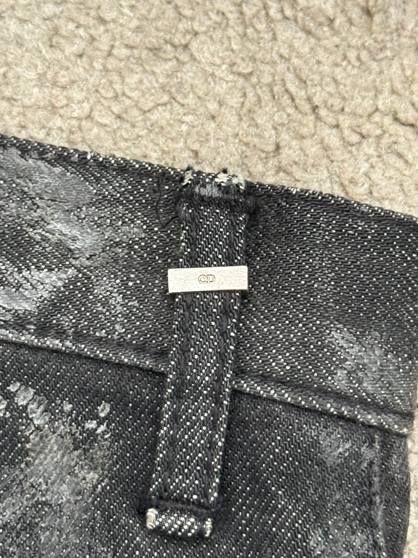 AW07 Dior Homme by Hedi Slimane "Luster" Waxed Clawmark Denim Jeans