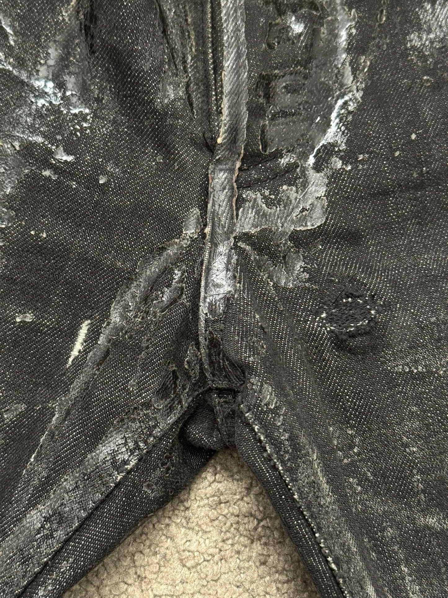 AW07 Dior Homme by Hedi Slimane "Luster" Waxed Clawmark Denim Jeans