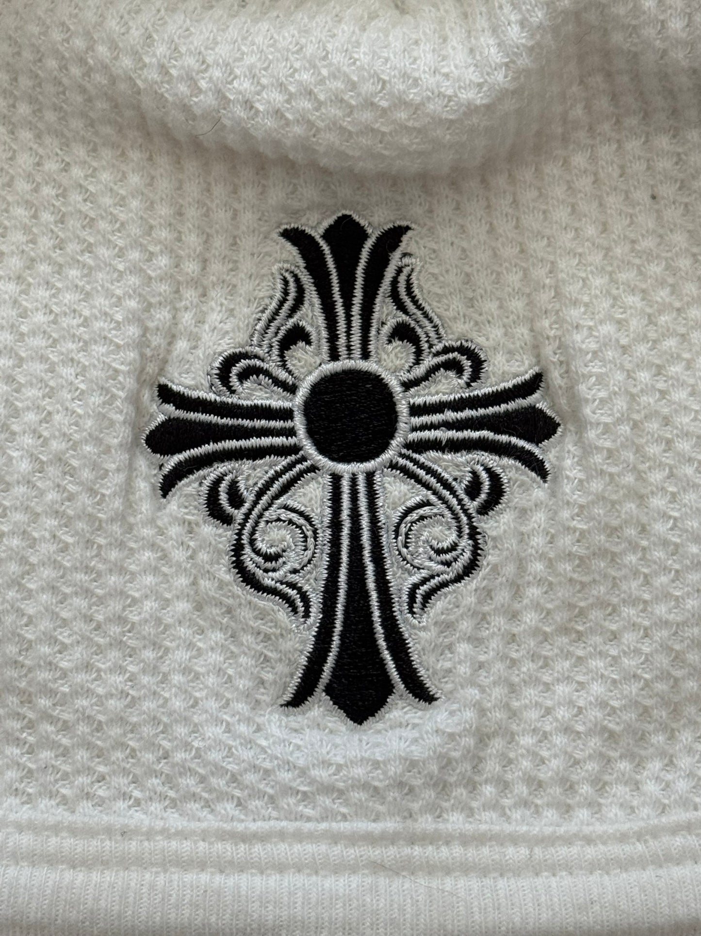 Vintage Chrome Hearts Vine Cross Logo White Thermal Beanie