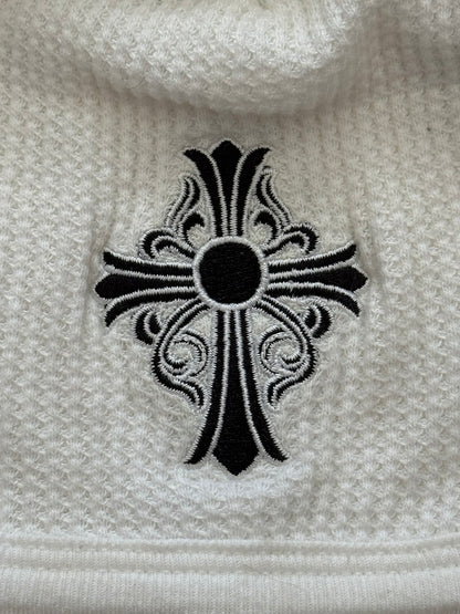 Vintage Chrome Hearts Vine Cross Logo White Thermal Beanie