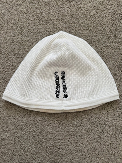 Vintage Chrome Hearts Vine Cross Logo White Thermal Beanie