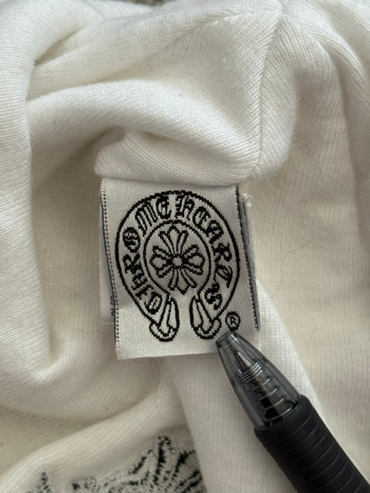 Vintage Chrome Hearts Vine Cross Logo White Thermal Beanie