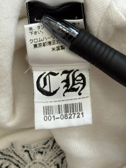Vintage Chrome Hearts Vine Cross Logo White Thermal Beanie