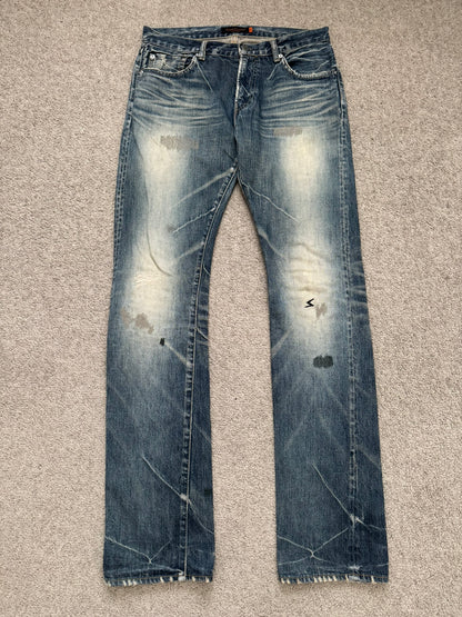 AW07 Undercover "Knit" Apple Fang Embroidered Denim Jeans