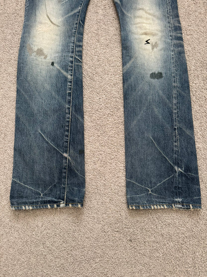 AW07 Undercover "Knit" Apple Fang Embroidered Denim Jeans